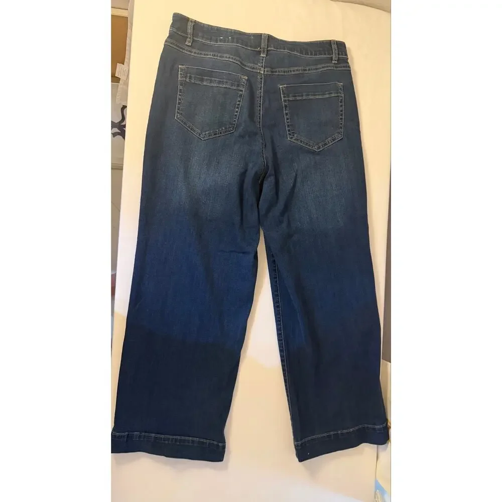 Tribal Jeans Womens 10 Pull On Stretch Straight Leg Dark Wash Denim